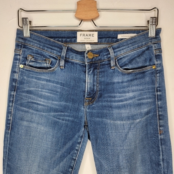 FRAME Skinny Jean Le Skinny de Jeanne Edenvale Wash Released Hem Women 27 Denim - Picture 3 of 14